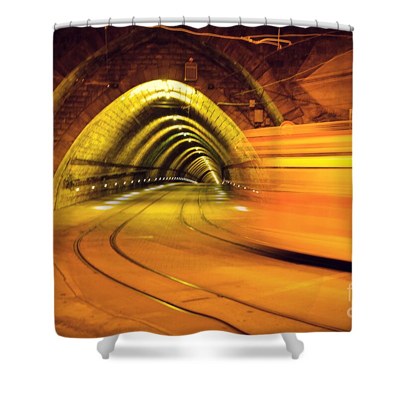 Tunnel Shower Curtain featuring the photograph The light at the end of the tunnel by Yavor Mihaylov