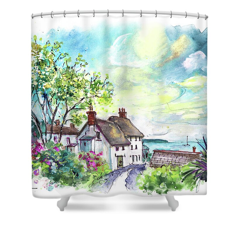 Travel Shower Curtain featuring the painting The Lizard Peninsula 04 by Miki De Goodaboom