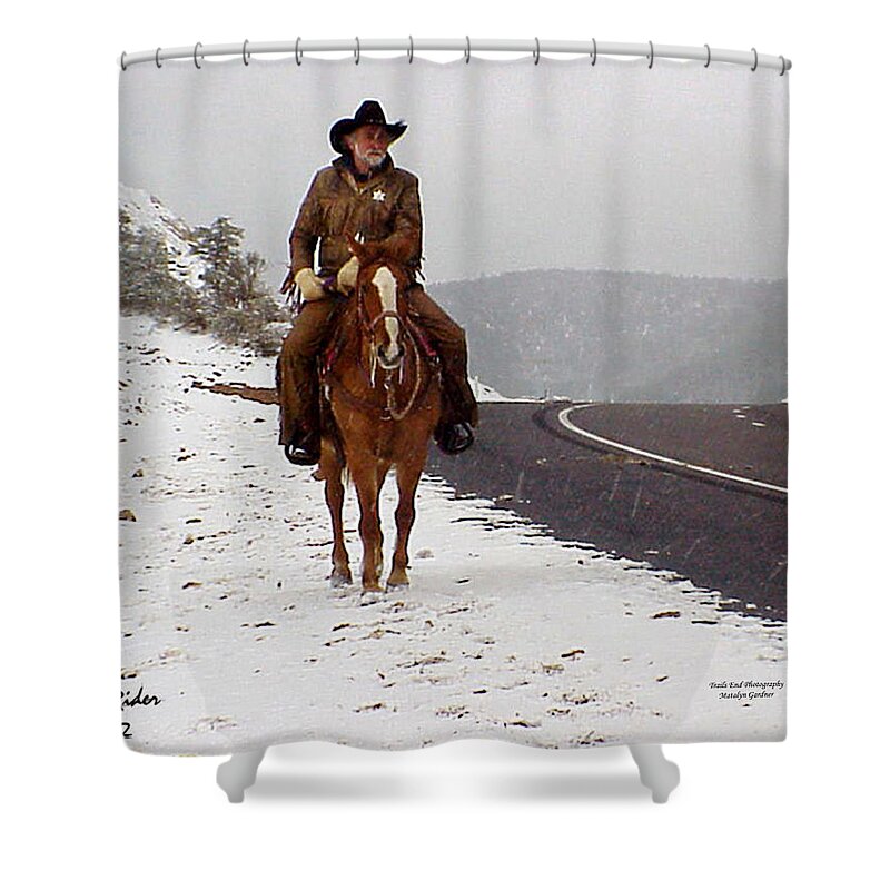 Hashknife Pony Express Shower Curtain featuring the photograph The Lone Ranger by Matalyn Gardner