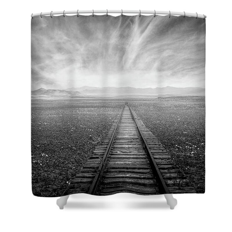 Clouds Shower Curtain featuring the photograph The Long Way Black and White by Debra and Dave Vanderlaan