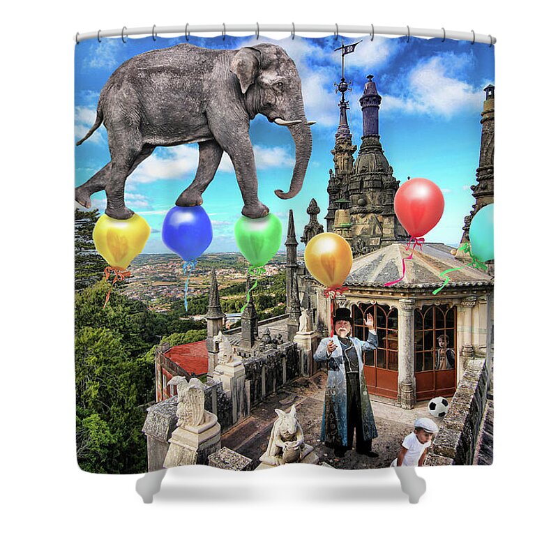 Elephant Shower Curtain featuring the photograph The Magician on the Roof by Aleksander Rotner