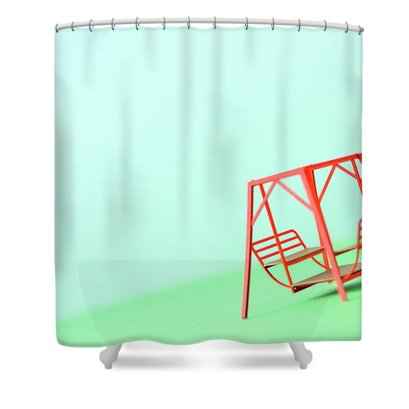Paper Craft Shower Curtain featuring the photograph The Model Of The Swing Made Of The Paper by Yagi Studio