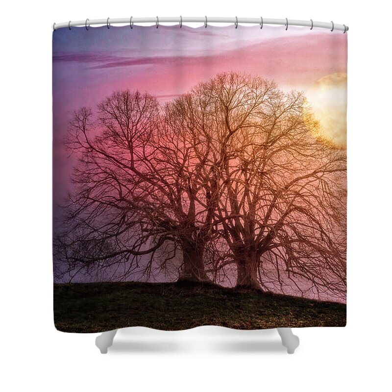 Carolina Shower Curtain featuring the photograph The Moon Rises over the Hillsides by Debra and Dave Vanderlaan