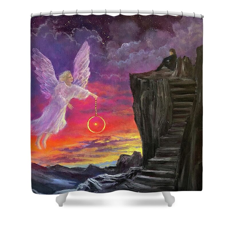 Morning Shower Curtain featuring the painting The Morning Star by Rand Burns