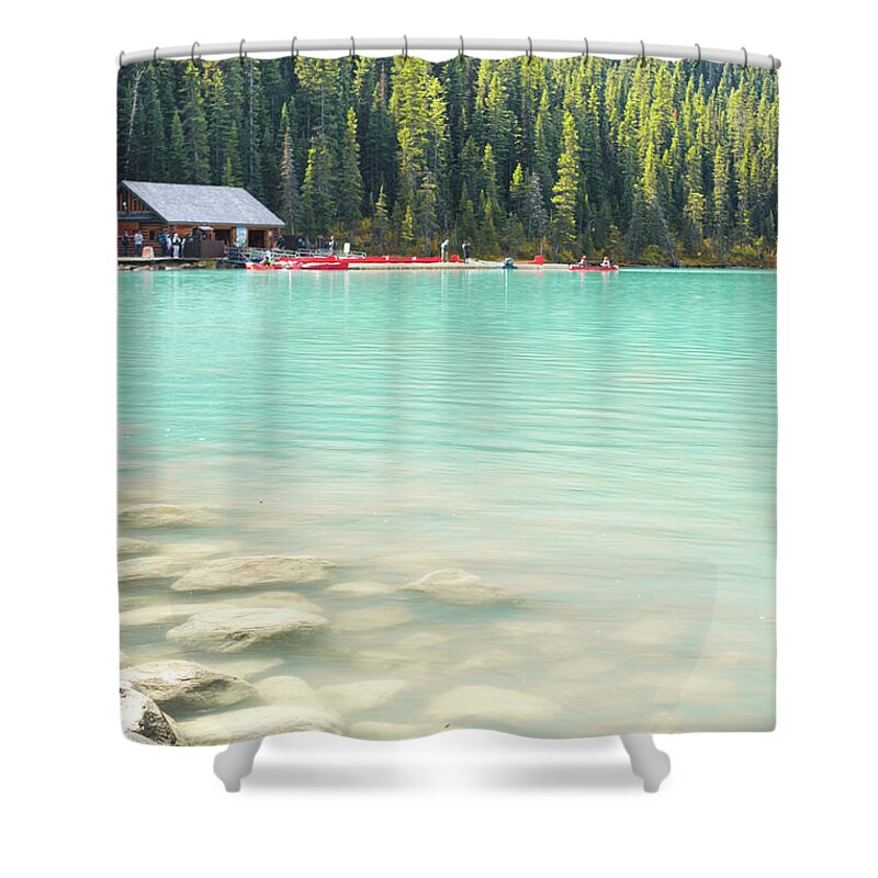 Alberta Shower Curtain featuring the photograph The most visited landmark of Banff by Nick Mares