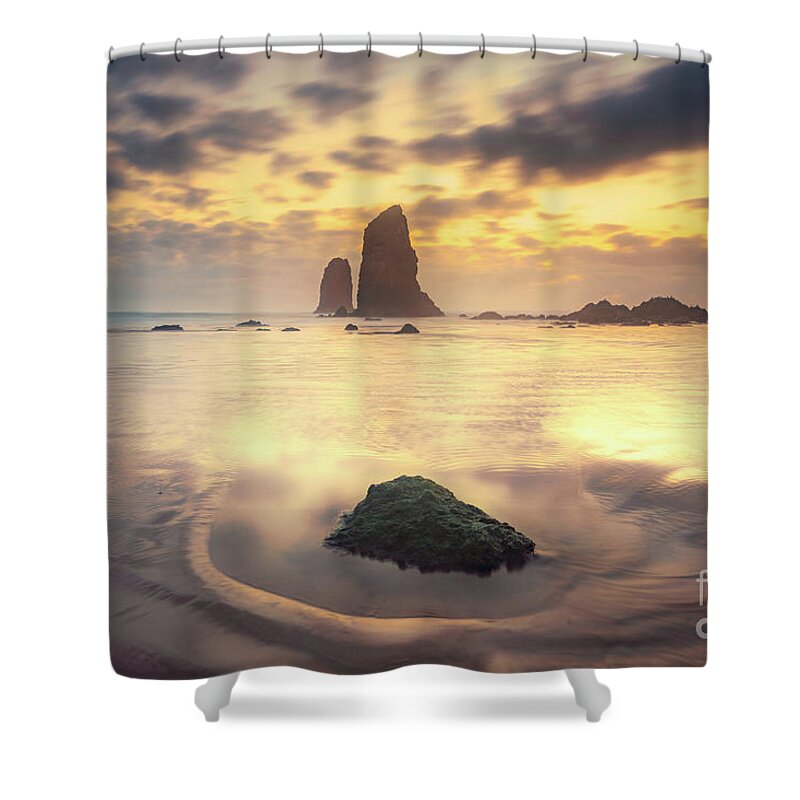 Cannon Beach Shower Curtain featuring the photograph The Needles by Carrie Cole