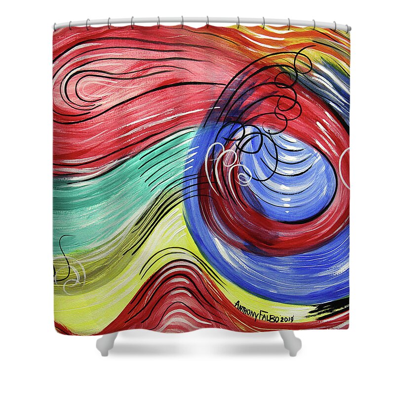 Abstract Shower Curtain featuring the painting A New Heaven Rev 21 by Anthony Falbo