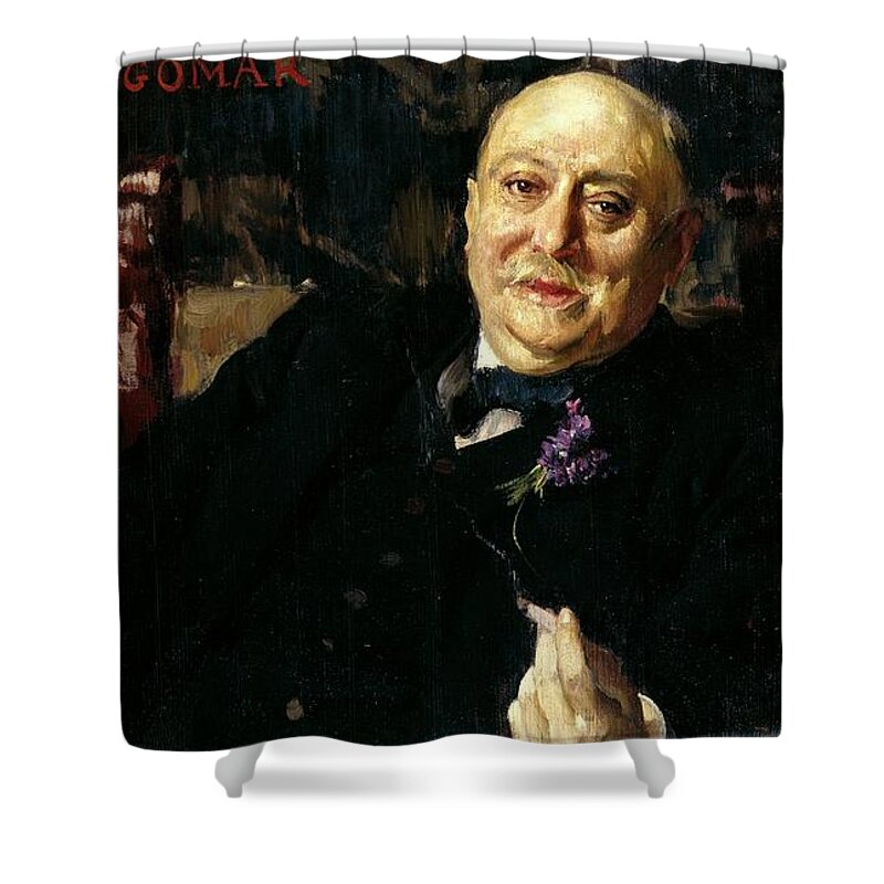 Joaquin Sorolla Shower Curtain featuring the painting 'The Painter Antonio Gomar y Gomar', 1906, Spanish School, Oil on can... by Joaquin Sorolla -1863-1923-