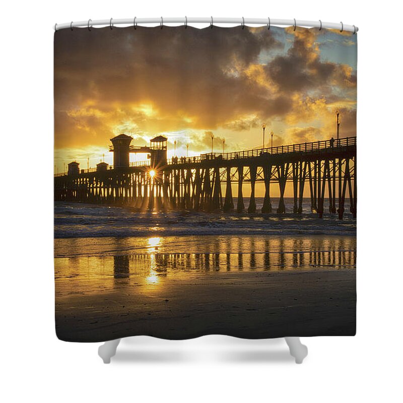 The Pier At Oceanside Shower Curtain featuring the photograph The Pier At Oceanside by Mitch Shindelbower