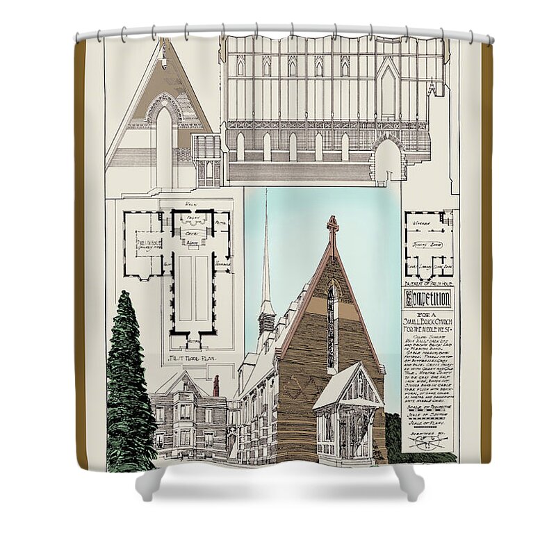 Church Shower Curtain featuring the painting The Porter Church by Anonymous