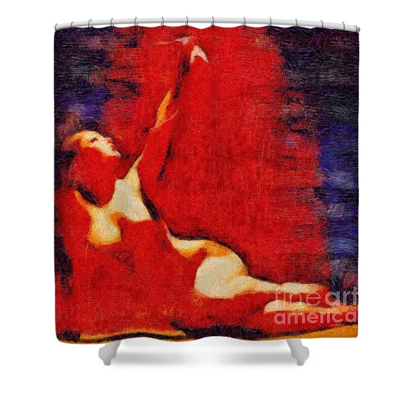 Abstract Shower Curtain featuring the digital art The Reach by Humphrey Isselt