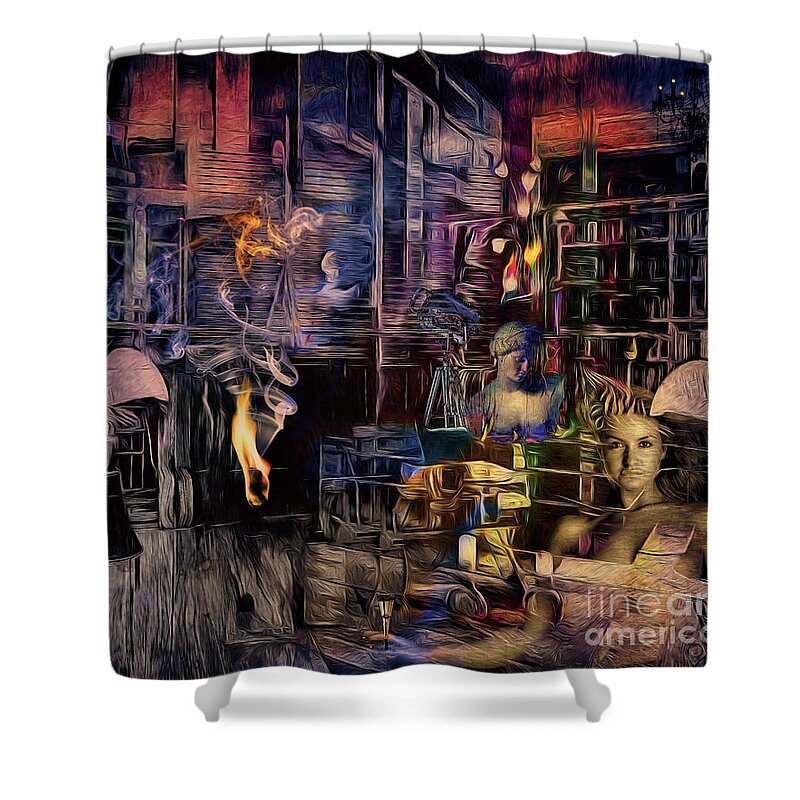 Nag005291 Shower Curtain featuring the digital art The Reading Room by Edmund Nagele FRPS