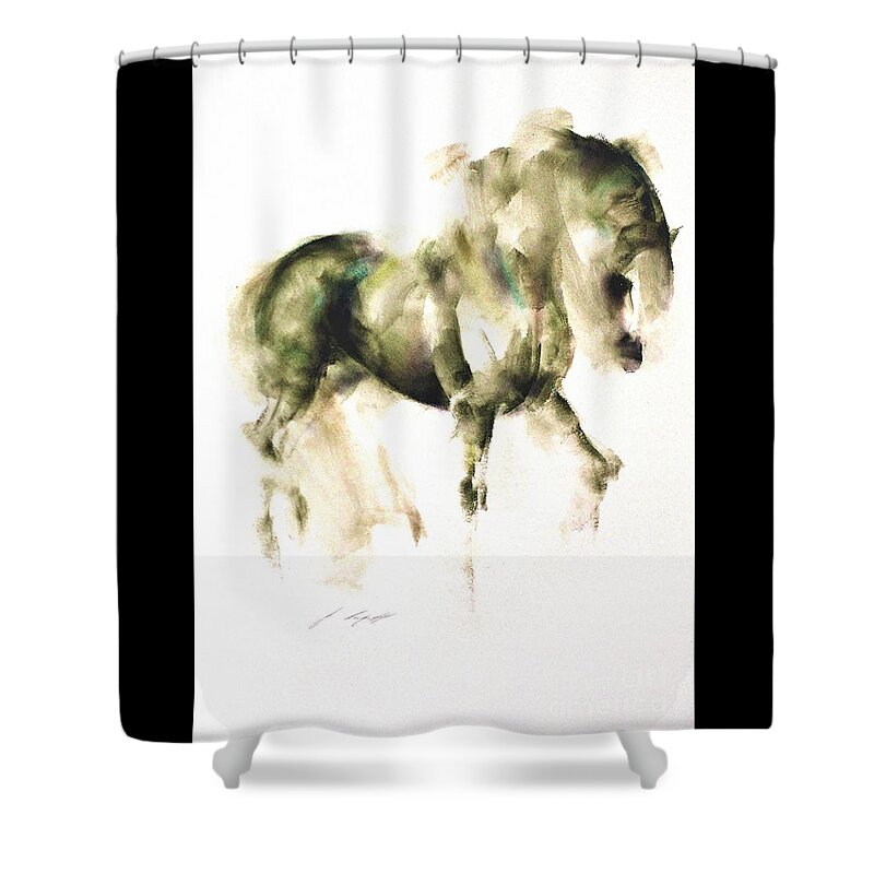 Horse Shower Curtain featuring the painting Sante by Janette Lockett