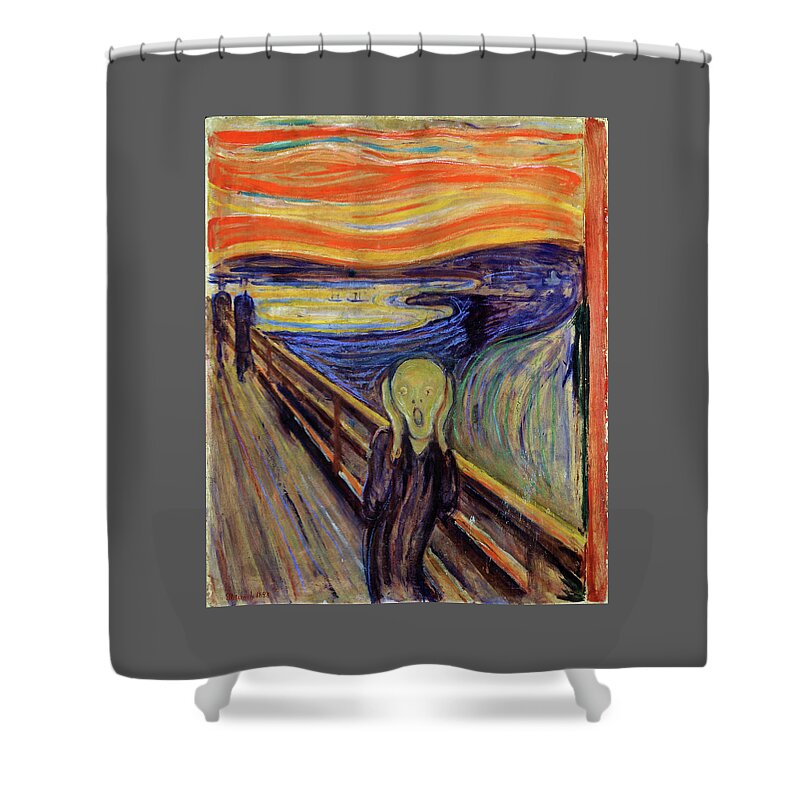 Edvard Munch Shower Curtain featuring the painting The Scream 1893 - Digital Remastered Edition2 by Edvard Munch