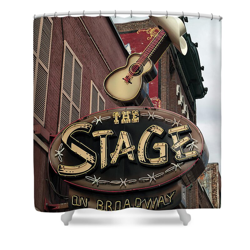 Route 66 Shower Curtain featuring the painting The Stage on Broadway, Nashville, Tennessee by 
