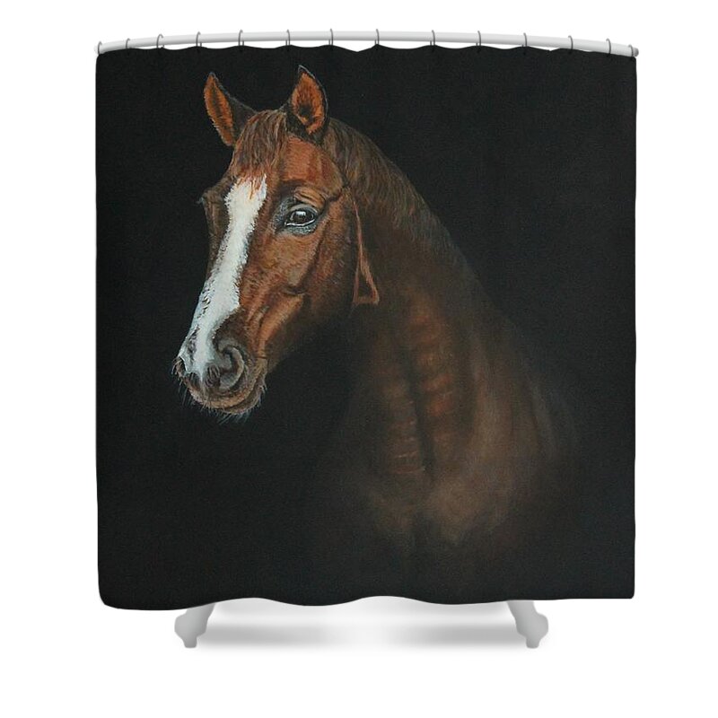 Horse Shower Curtain featuring the painting The Stallion by Bob Williams