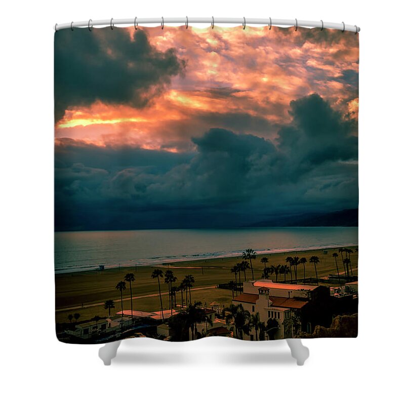 Malibu Sunset Shower Curtain featuring the photograph The Storm Moves On by Gene Parks