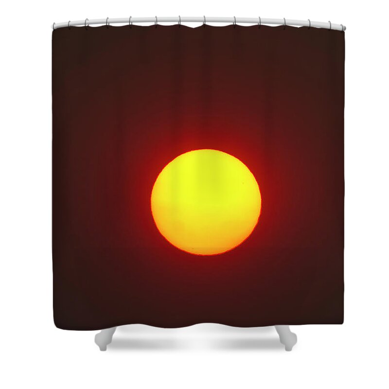 Montana Shower Curtain featuring the photograph The Sun In Forest Fire Smoke Haze by Mark Miller Photos