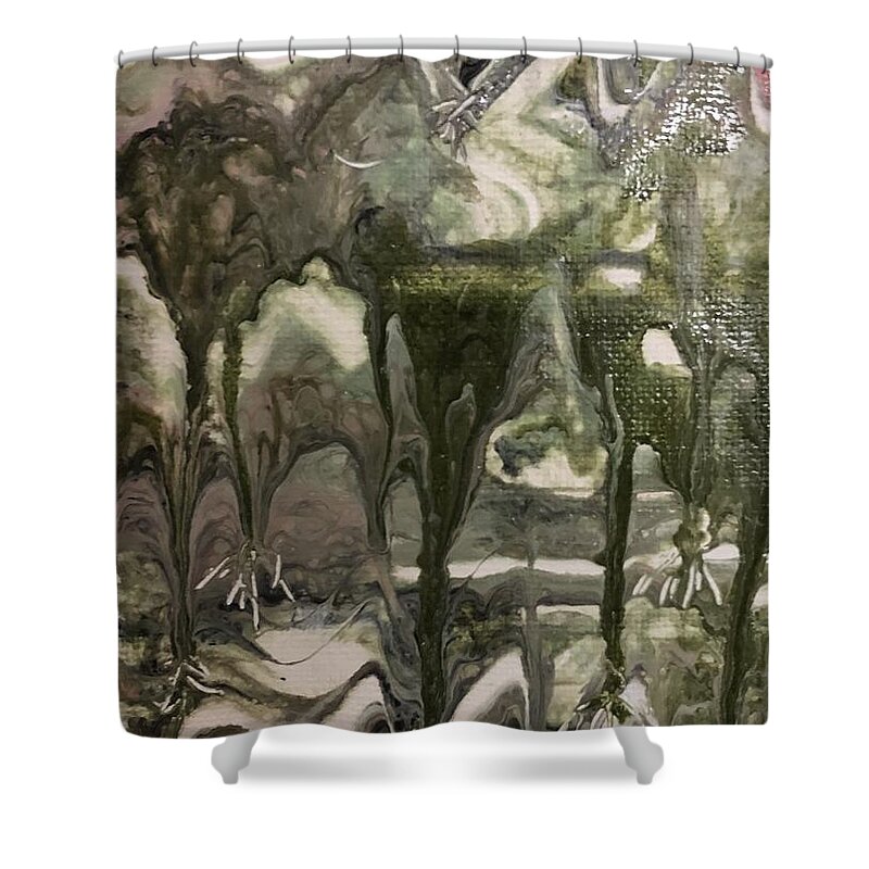 Swamps Shower Curtain featuring the painting The Swamp by Lessandra Grimley