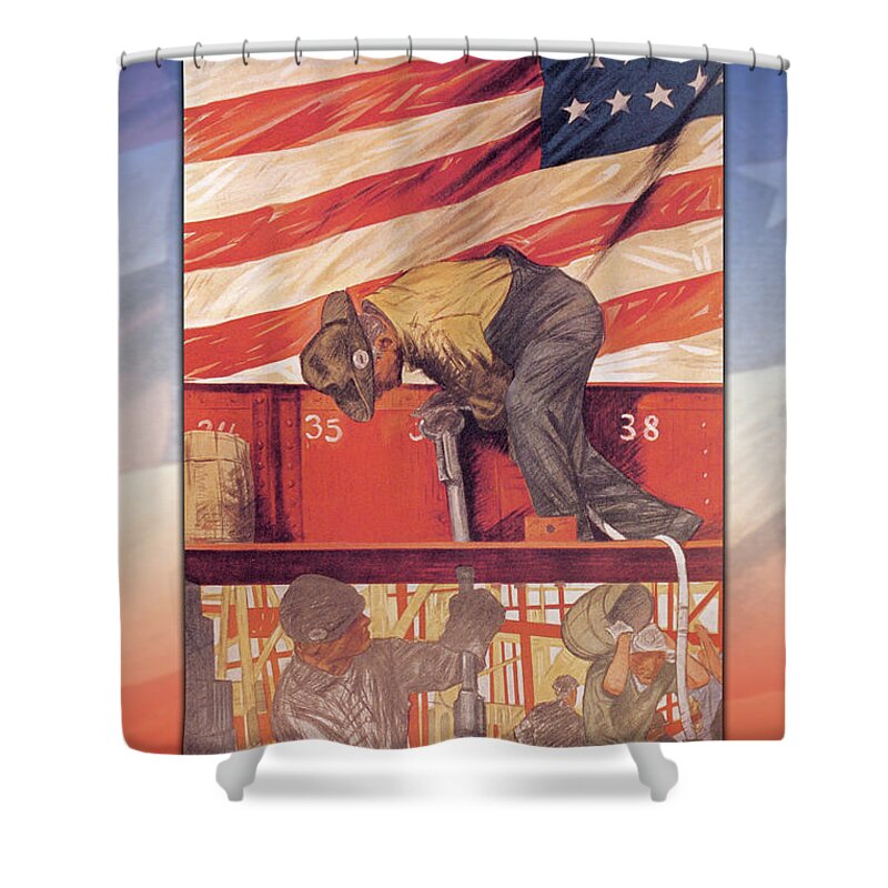 Union Shower Curtain featuring the painting The Union Worker by Wilbur Pierce