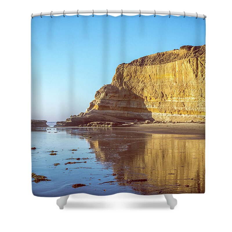 Beach Shower Curtain featuring the photograph The Wall At Torrey Pines State Beach by Joseph S Giacalone