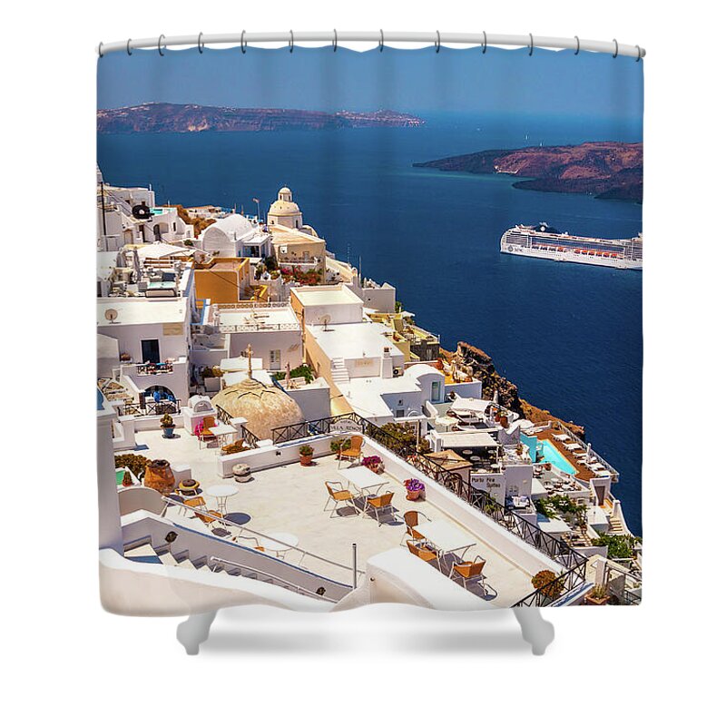 Steps Shower Curtain featuring the photograph Thira - Santorini by Marius Roman
