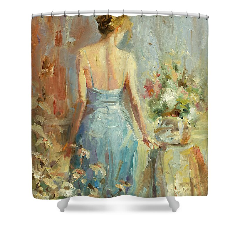 Woman Shower Curtain featuring the painting Thoughtful by Steve Henderson