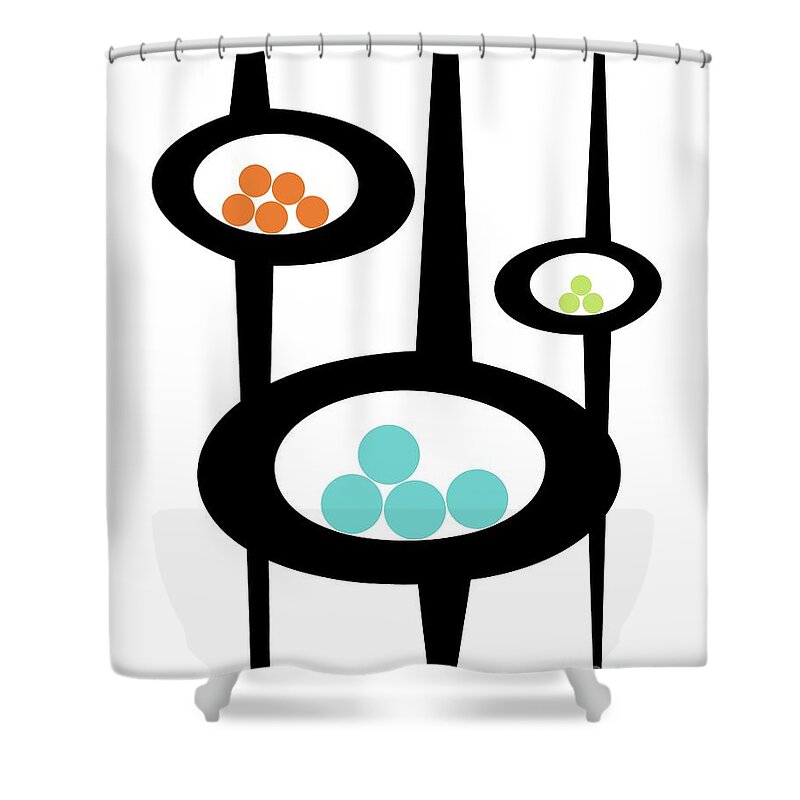 Modern Shower Curtain featuring the digital art Three Pods 1 by Donna Mibus
