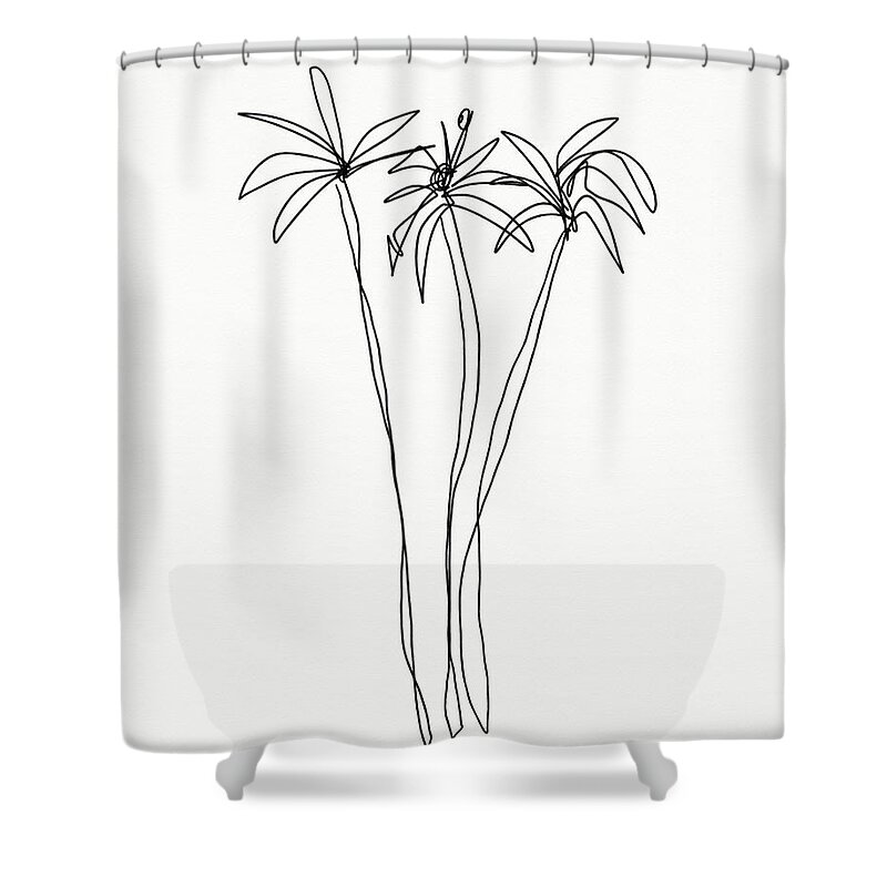 Trees Shower Curtain featuring the drawing Three Tall Palm Trees- Art by Linda Woods by Linda Woods