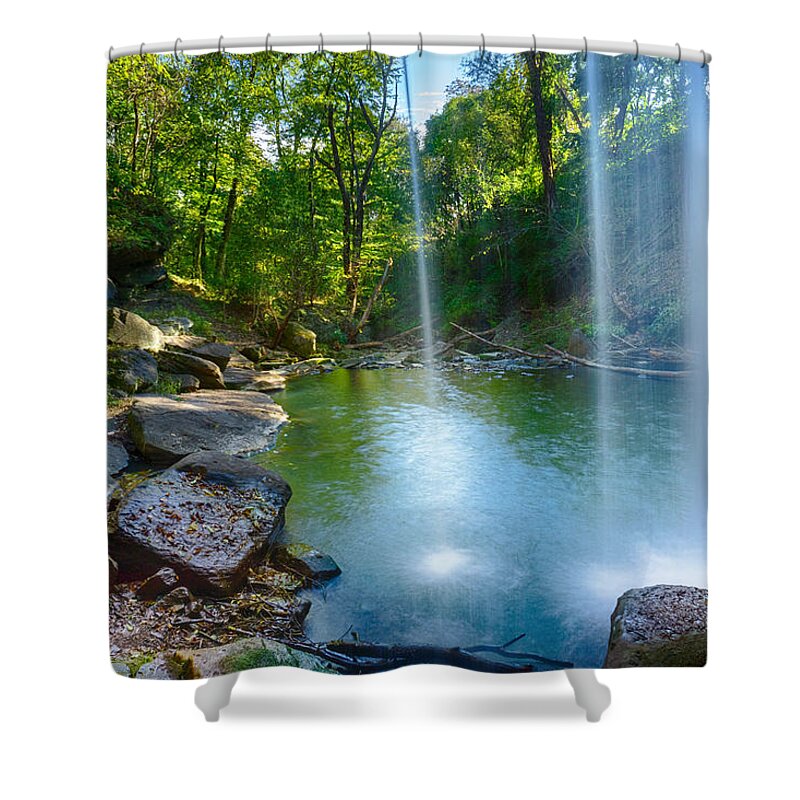 Pittsburgh Shower Curtain featuring the photograph Through the Waterfall by Amanda Jones
