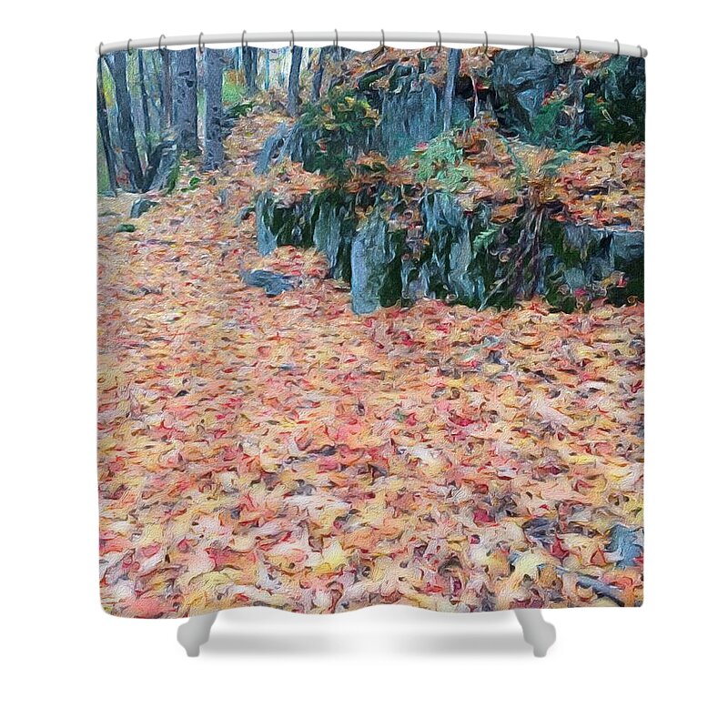 Photoshop Shower Curtain featuring the digital art Through the woods #2 by Steve Glines