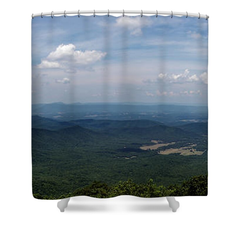 Thunder Ridge Shower Curtain featuring the photograph Thunder Ridge Overlook Panoramic by Natural Vista Photo