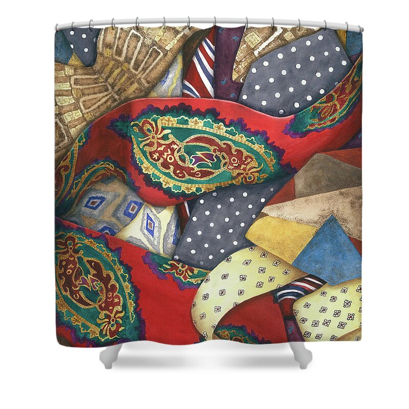 Ties Shower Curtain featuring the painting Tie One On by Lori Taylor