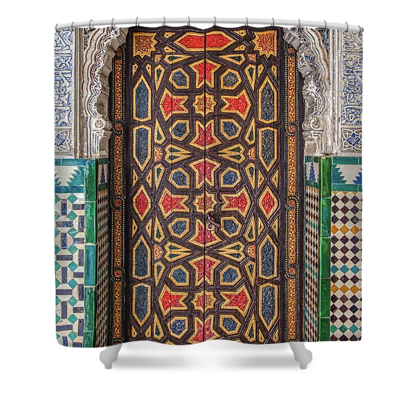 Door Shower Curtain featuring the photograph Tiled Door of Sevilla by David Letts