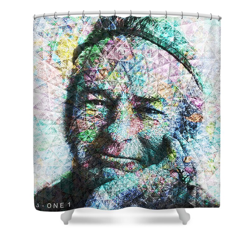 Tim Leary In Nirvana Shower Curtain featuring the digital art Tim Leary In Nirvana by J U A N - O A X A C A