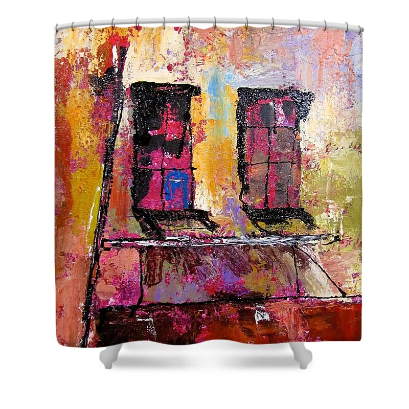 Old Building Shower Curtain featuring the painting Time 1 by Barbara O'Toole