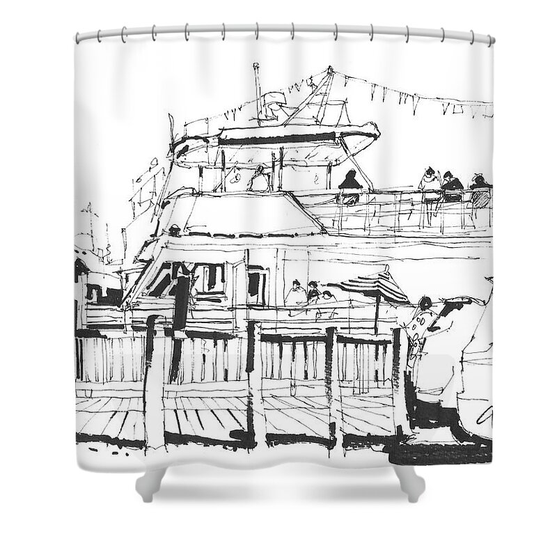  Shower Curtain featuring the painting Tin City Boating by Gaston McKenzie