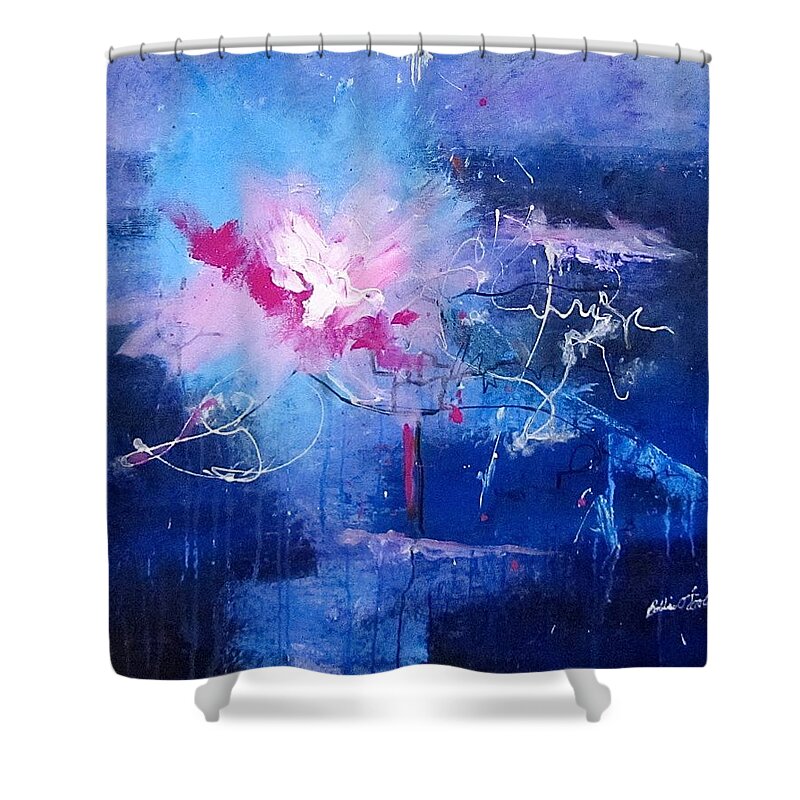 Galaxy Shower Curtain featuring the painting To Light The Way by Barbara O'Toole