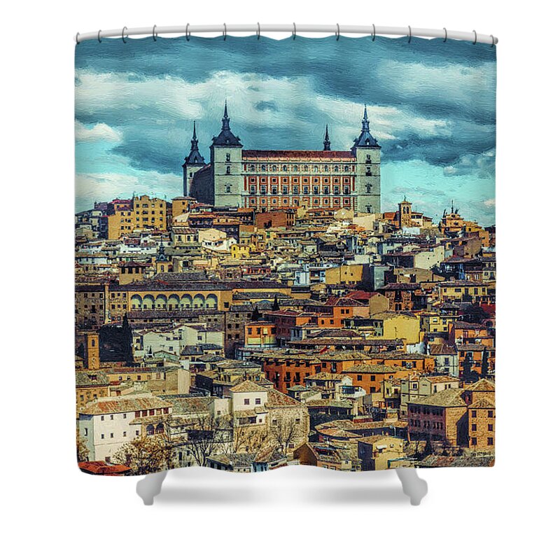 Landscape Shower Curtain featuring the painting Toledo, Spain by Dean Wittle