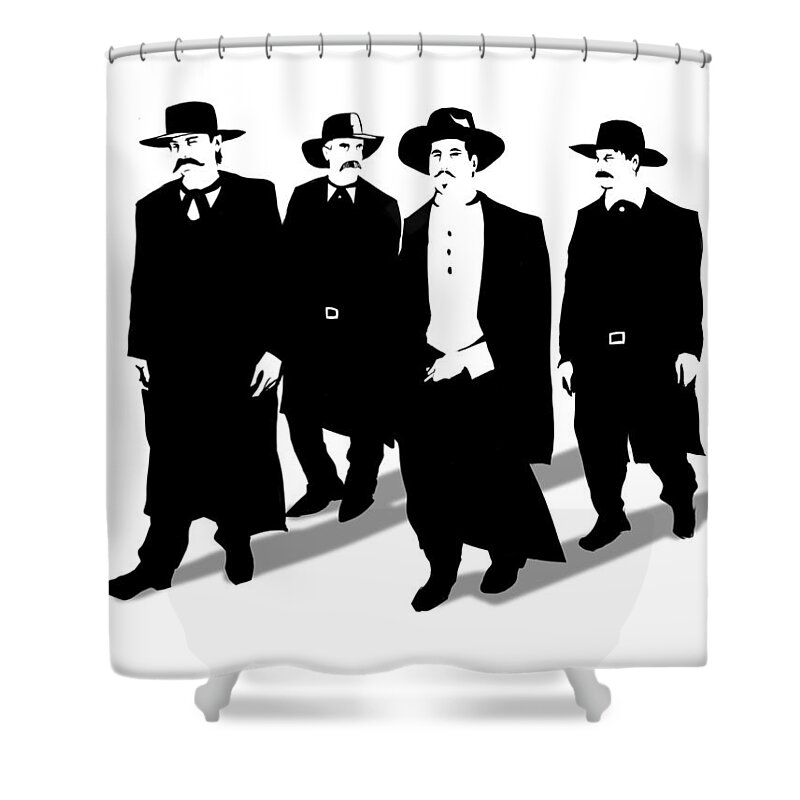 Tombstone Dogs Shower Curtain featuring the drawing Tombstone Dogs by Ludwig Van Bacon