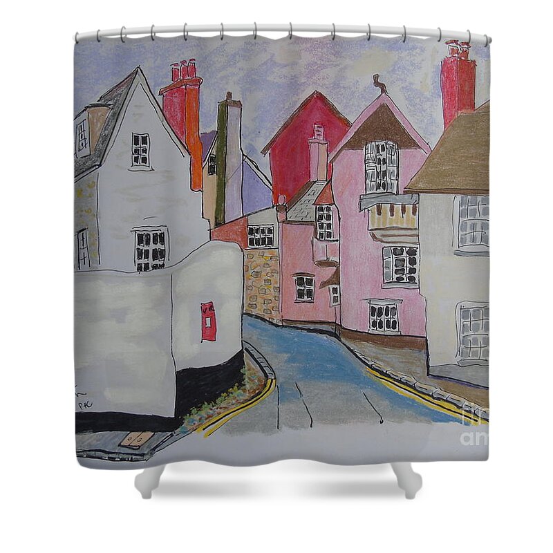Landscape Shower Curtain featuring the pastel Topsham by Rae Smith PAC