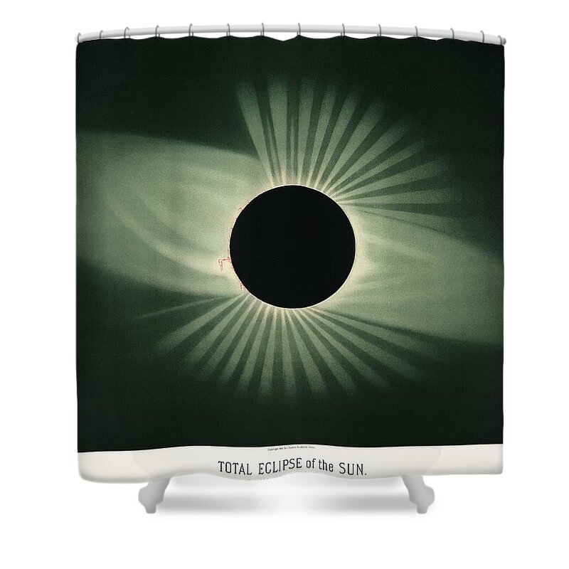 Sun Shower Curtain featuring the painting Total eclipse of the sun from the Trouvelot by MotionAge Designs