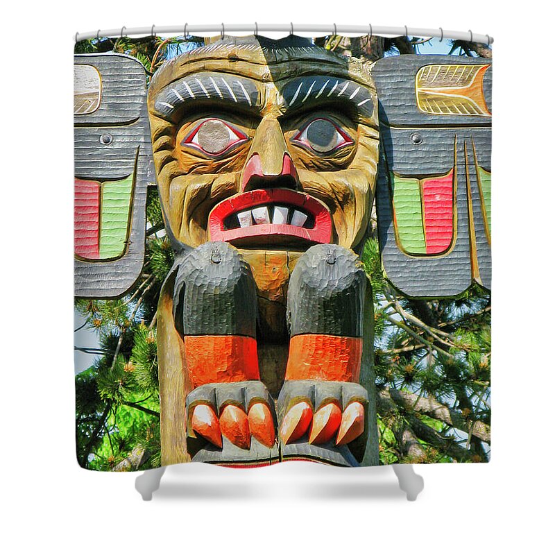 Canada Shower Curtain featuring the photograph Totem pole, Victoria BC by Segura Shaw Photography