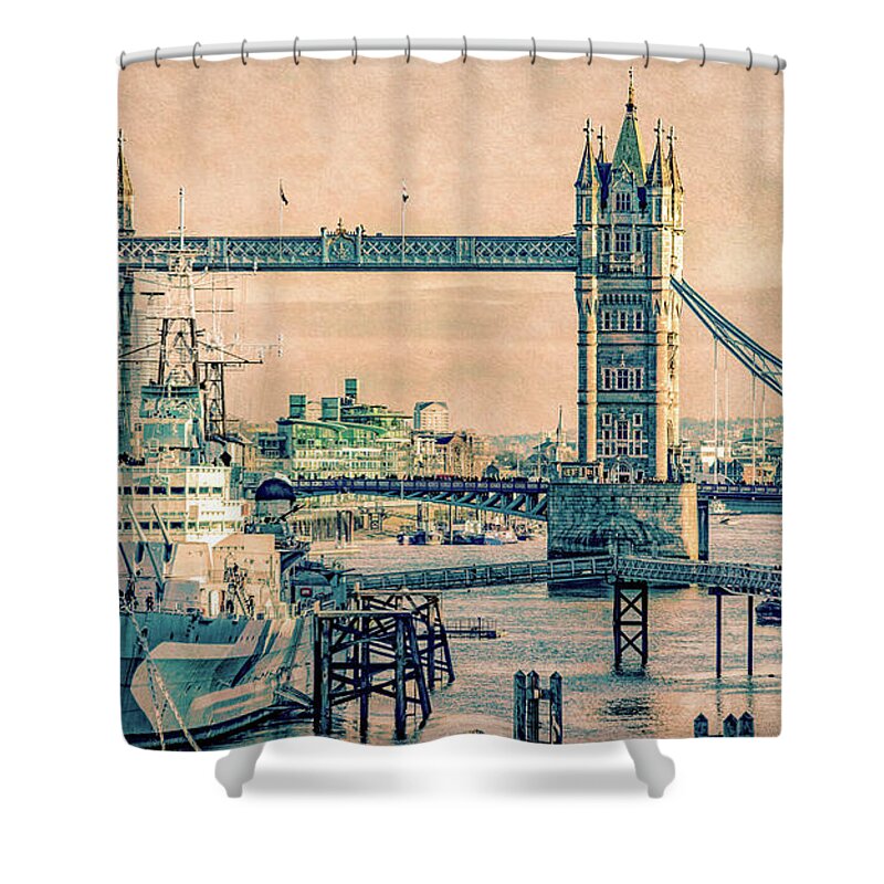 Thames Shower Curtain featuring the photograph Tower Bridge on a Winter Afternoon by Marcy Wielfaert