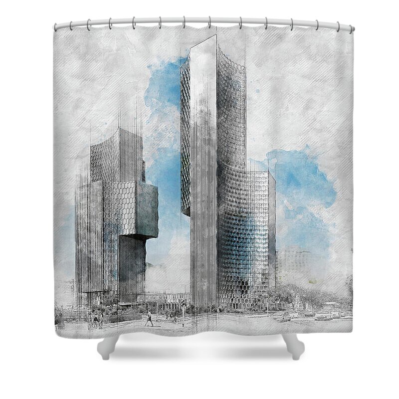 Architecture Shower Curtain featuring the digital art Towers by Rob Smith's
