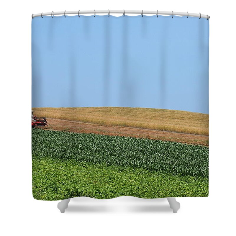 Hokkaido Shower Curtain featuring the photograph Tractor On Field by Photo By Wei-ching Lee