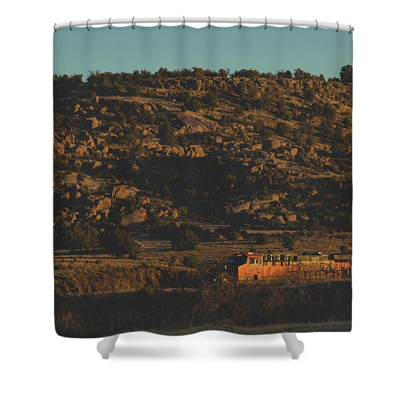 Train Shower Curtain featuring the photograph Train in Arizona Desert by Julieta Belmont