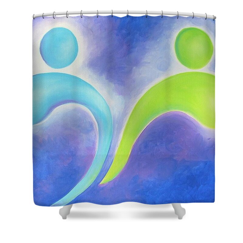 Figurative Abstract Shower Curtain featuring the painting Transition...shift by Jennifer Hannigan-Green
