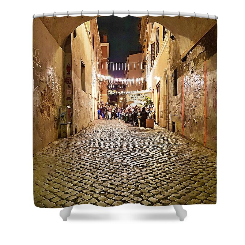 City Shower Curtain featuring the photograph Trastevere Tunnel Street by Andrea Whitaker