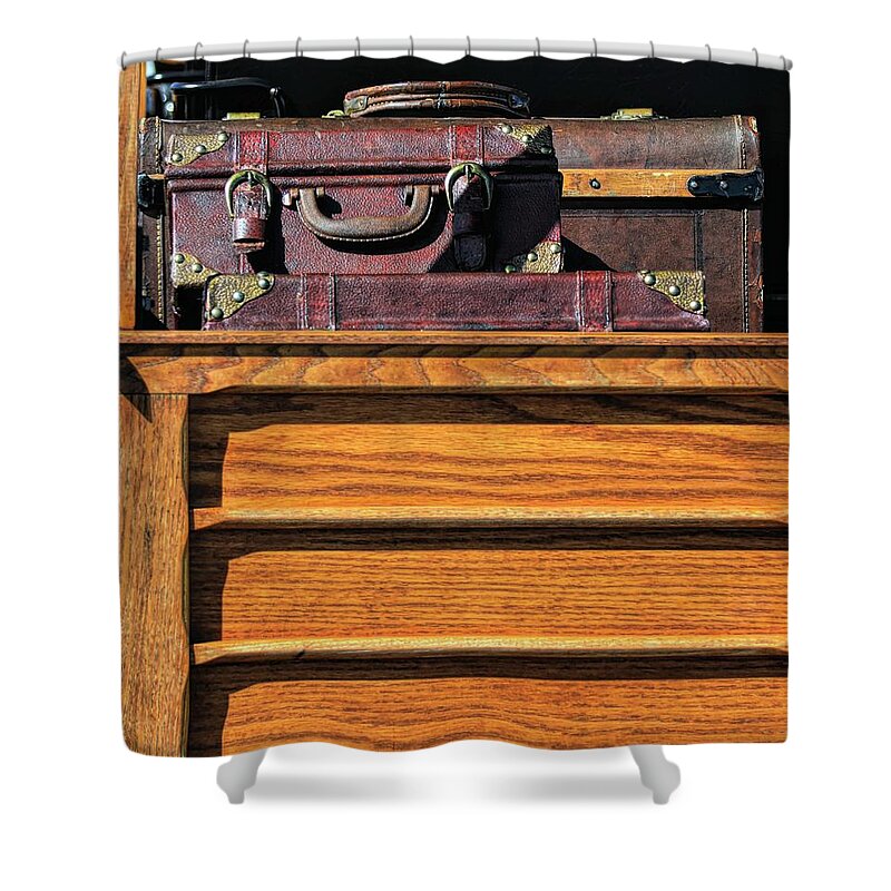 Vintage Suitcases Shower Curtain featuring the photograph Traveling to Times Past by T Lynn Dodsworth